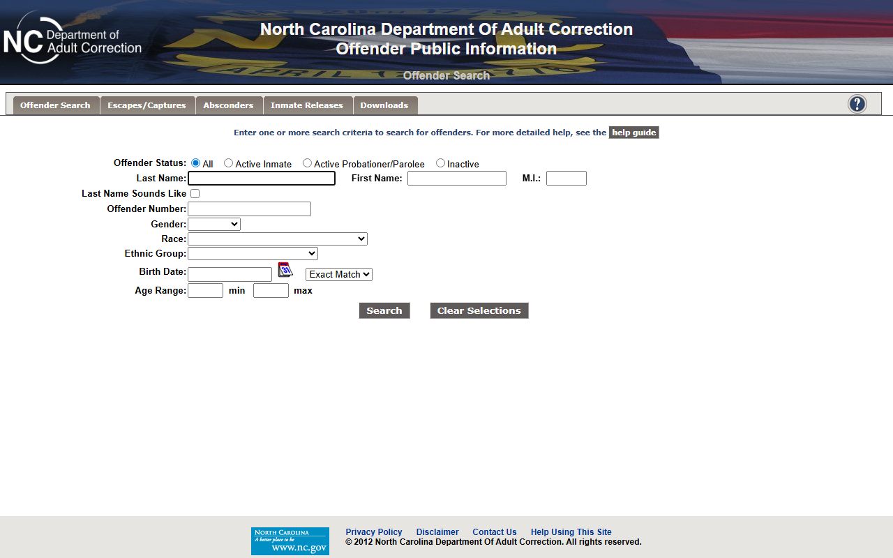 Northampton County inmate population state prison lookup through NCDAC Offender Public Information