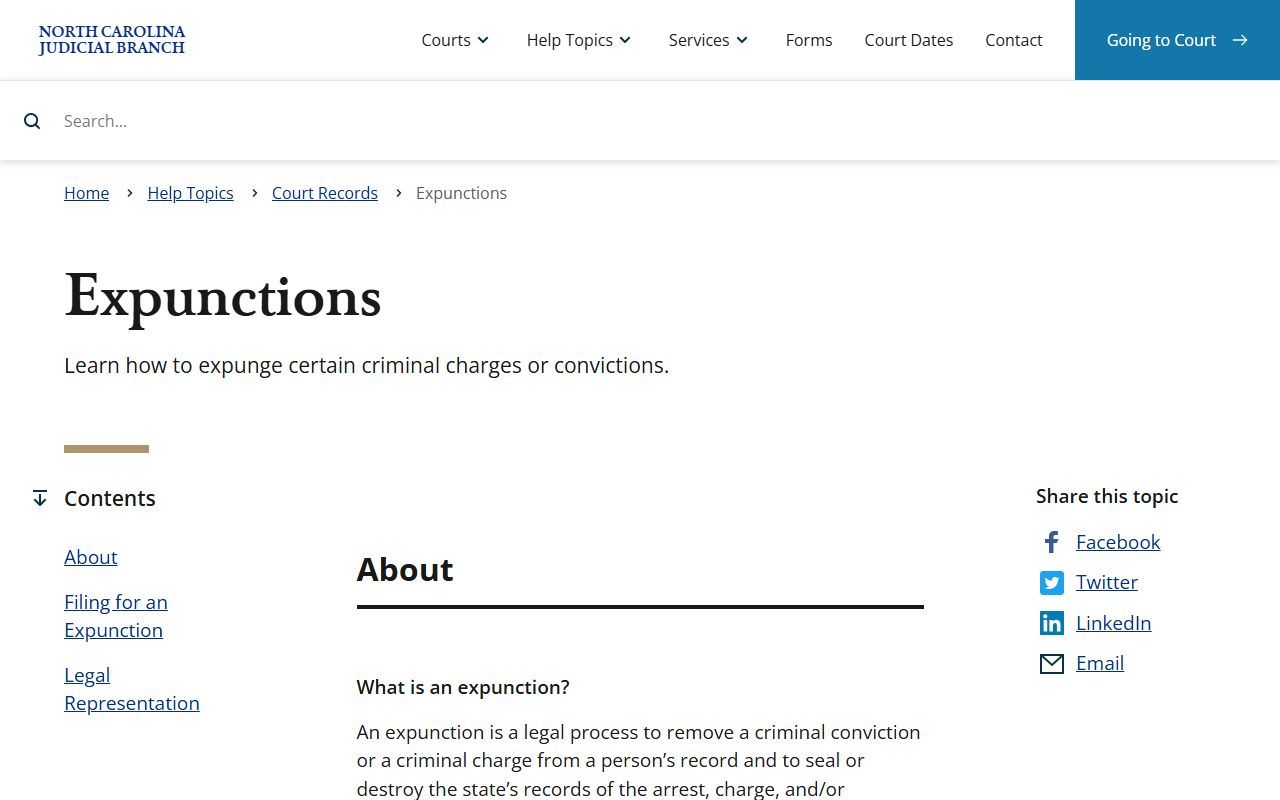 Northampton County court records after arrest expunction information from North Carolina courts